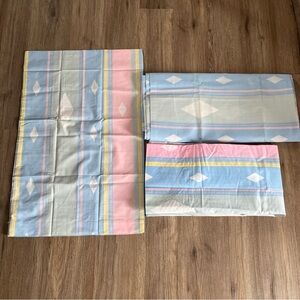 Vintage Thomaston Twin Size 1980s Pastel Striped and Diamond Pattern